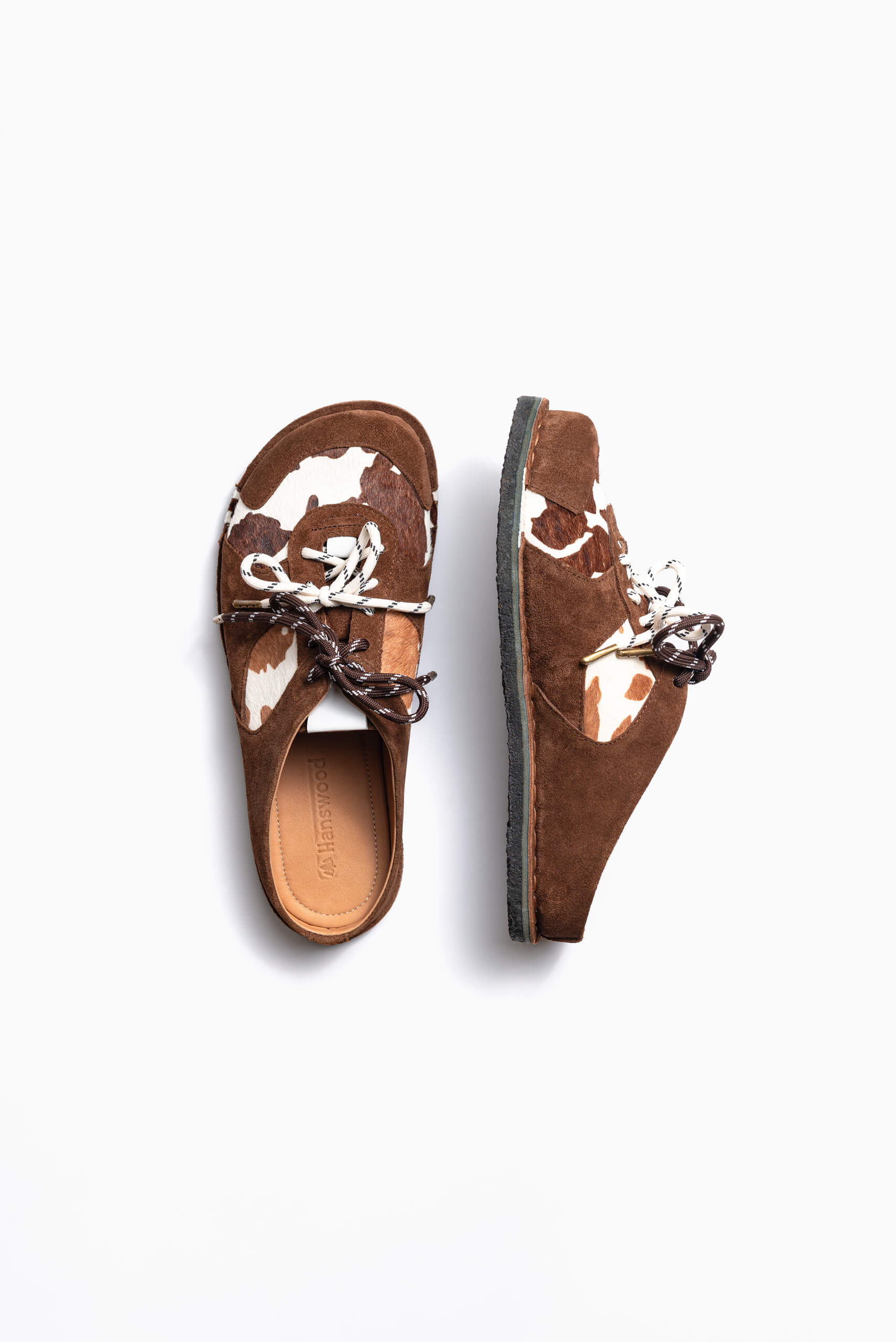 Мюли спортивные <br><small> Макадамия ойл-велюр и пятнистый принт </small>